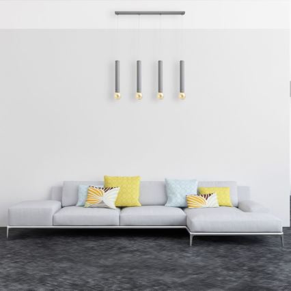 Hanglamp aan een koord TUBA 4xE27/15W/230V grijs
