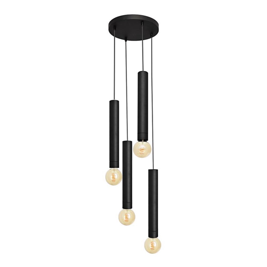 Hanglamp aan een koord TUBA 4xE27/15W/230V zwart