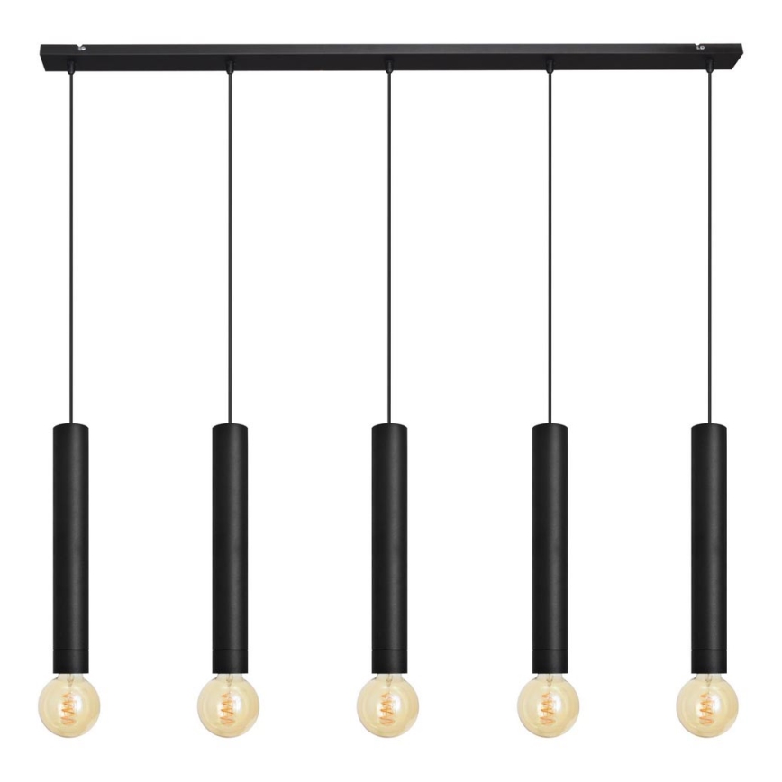 Hanglamp aan een koord TUBA 5xE27/15W/230V zwart
