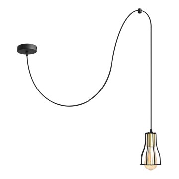 Hanglamp aan een koord TUBE 1xE27/15W/230V zwart/goud