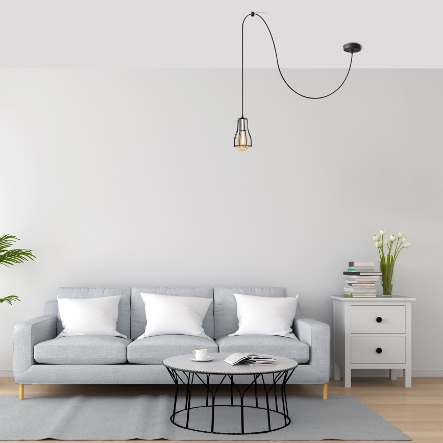 Hanglamp aan een koord TUBE LONG 1xE27/15W/230V zwart/glanzend chroom