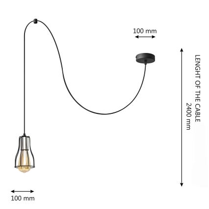 Hanglamp aan een koord TUBE LONG 1xE27/15W/230V zwart/glanzend chroom
