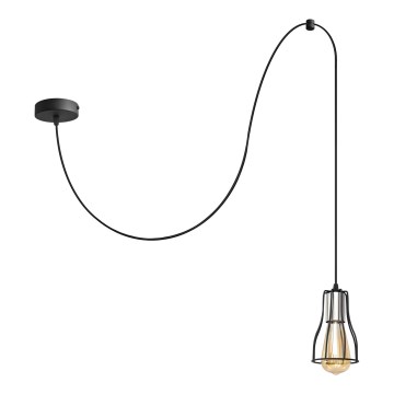 Hanglamp aan een koord TUBE LONG 1xE27/15W/230V zwart/glanzend chroom
