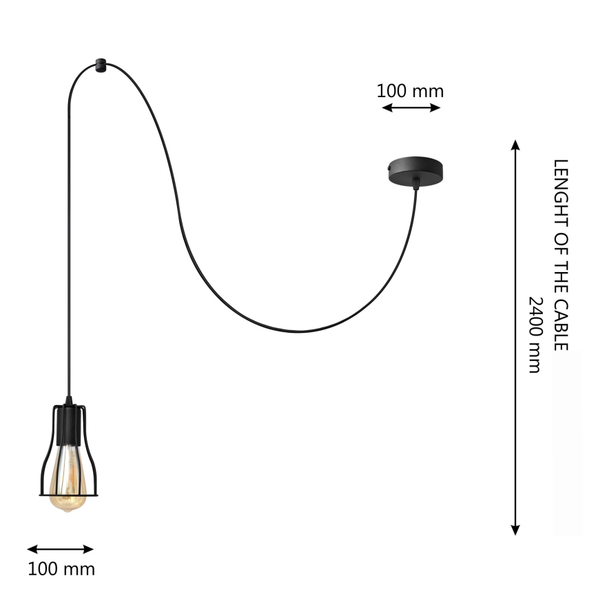 Hanglamp aan een koord TUBE LONG 1xE27/15W/230V zwart