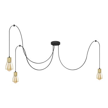 Hanglamp aan een koord TUBE LONG 3xE27/10W/230V zwart/goud