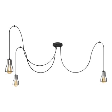 Hanglamp aan een koord TUBE LONG 3xE27/15W/230V zwart/glanzend chroom