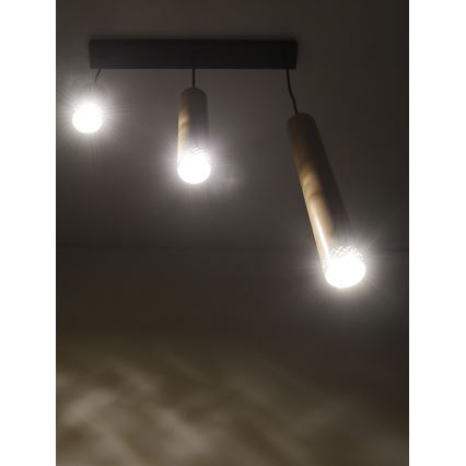 Hanglamp aan een koord TUBO 3xGU10/25W/230V hout