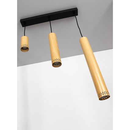 Hanglamp aan een koord TUBO 3xGU10/25W/230V hout