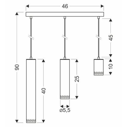 Hanglamp aan een koord TUBO 3xGU10/25W/230V hout