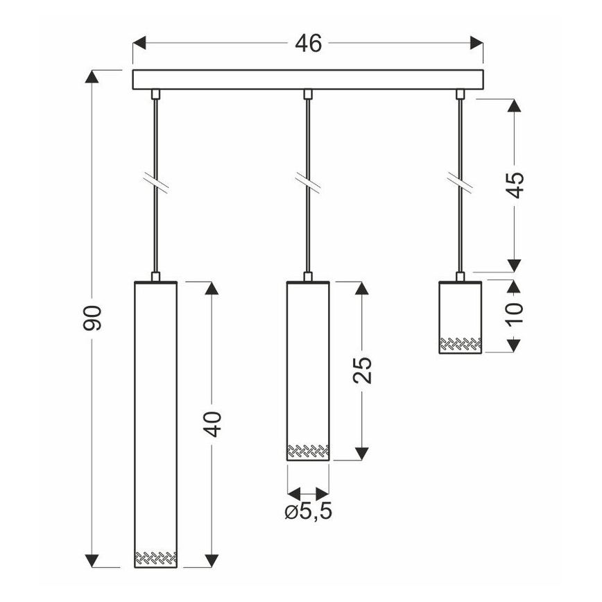 Hanglamp aan een koord TUBO 3xGU10/25W/230V hout