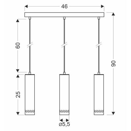 Hanglamp aan een koord TUBO 3xGU10/25W/230V