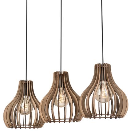 Hanglamp aan een koord TUCCI 3xE27/15W/230V eiken/zwart