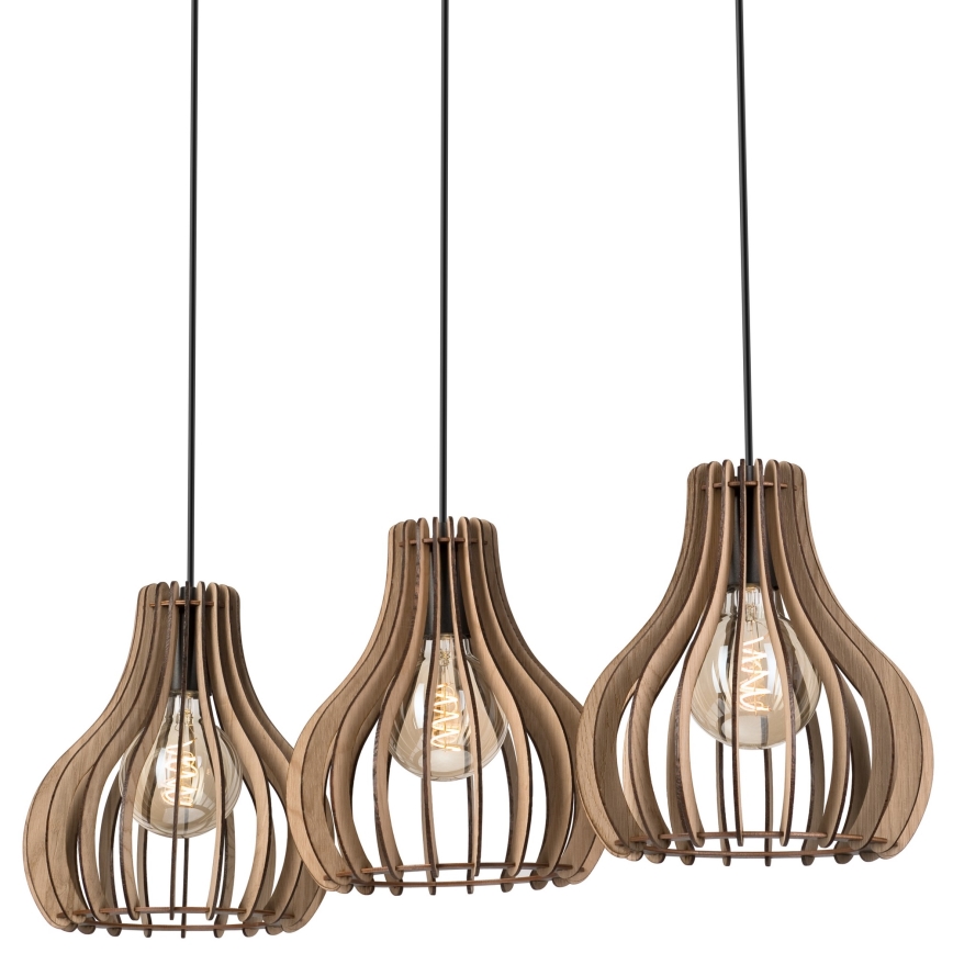 Hanglamp aan een koord TUCCI 3xE27/15W/230V eiken/zwart