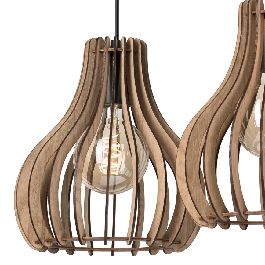 Hanglamp aan een koord TUCCI 3xE27/15W/230V eiken/zwart