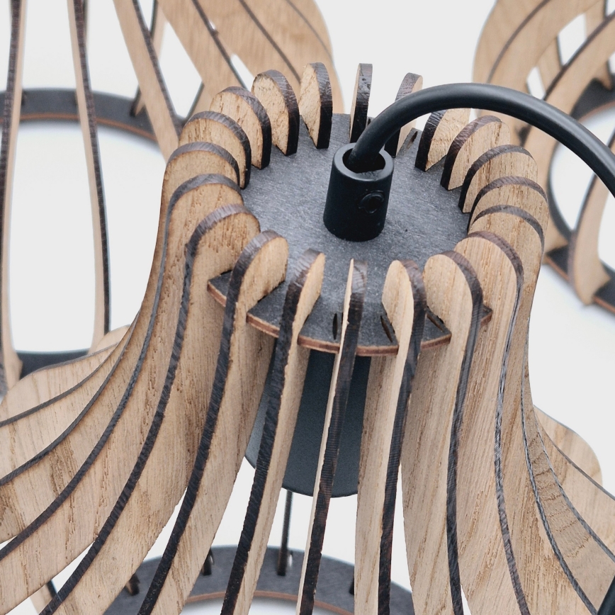 Hanglamp aan een koord TUCCI 3xE27/15W/230V eiken/zwart