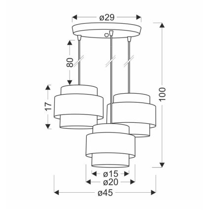 Hanglamp aan een koord TWIN 3xE27/40W/230V bruin/zwart