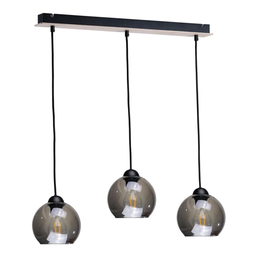 Hanglamp aan een koord UNO WOOD 3xE27/60W/230V zwart/bruin