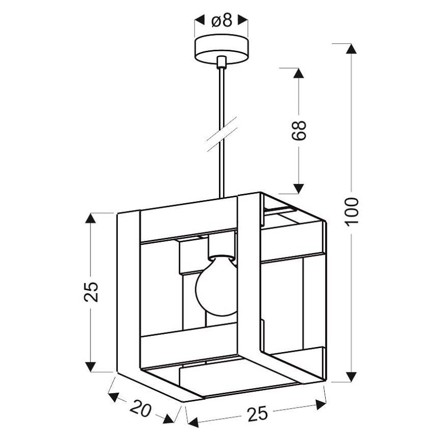 Hanglamp aan een koord VARNA 1xE27/40W/230V eiken
