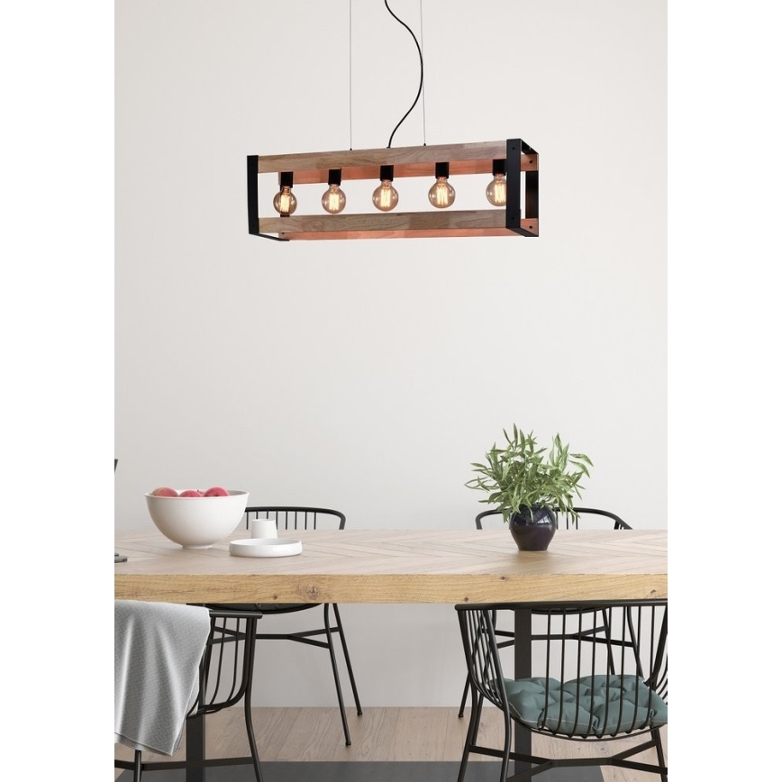 Hanglamp aan een koord VARNA 5xE27/40W/230V eiken
