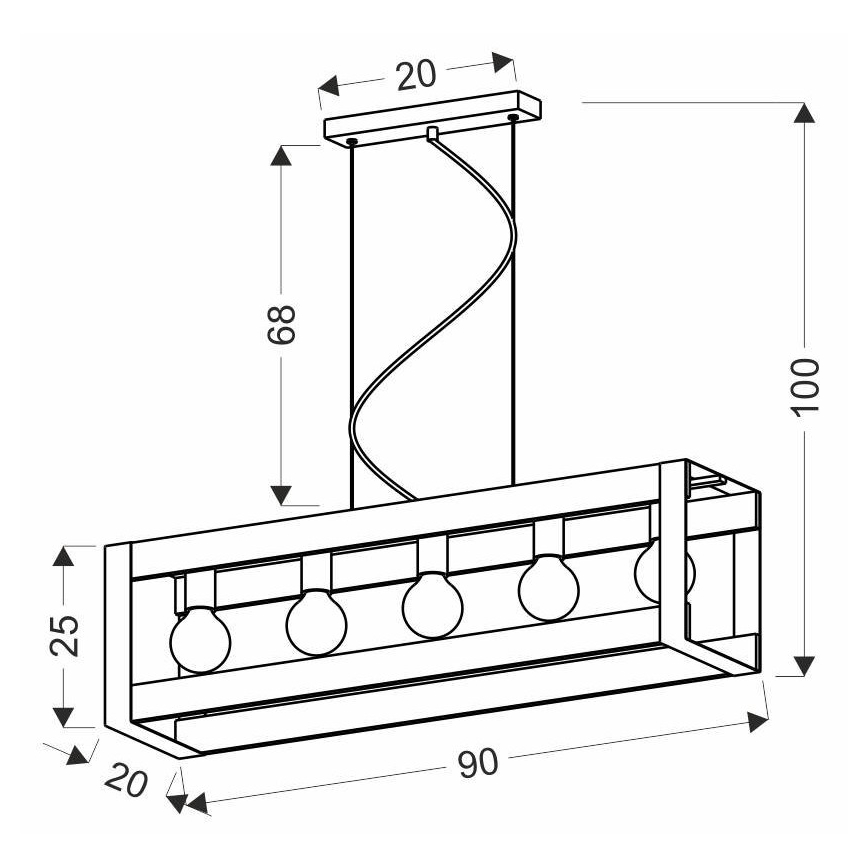 Hanglamp aan een koord VARNA 5xE27/40W/230V eiken