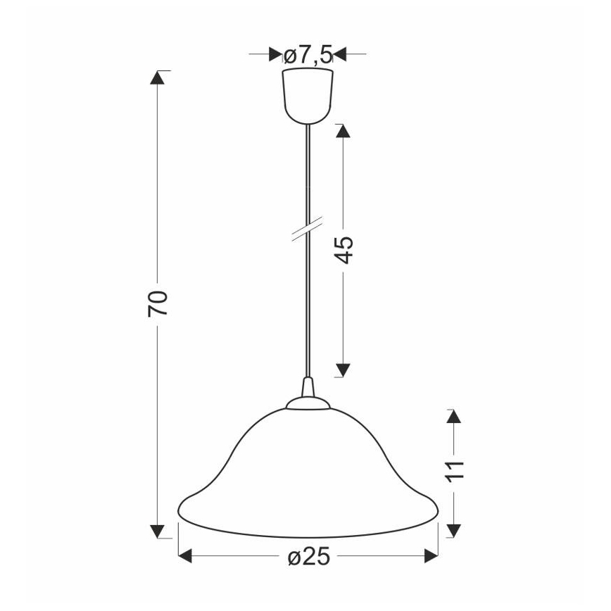 Hanglamp aan een koord VERA 1xE27/60W/230V glanzend chroom/wit