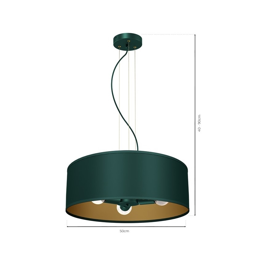 Hanglamp aan een koord VERDE 3xE27/60W/230V groen