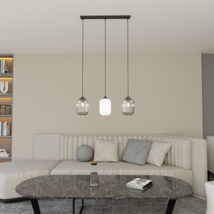 Hanglamp aan een koord VERDI 3xE27/15W/230V zwart/grijs/wit