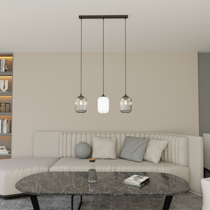 Hanglamp aan een koord VERDI 3xE27/15W/230V zwart/grijs/wit