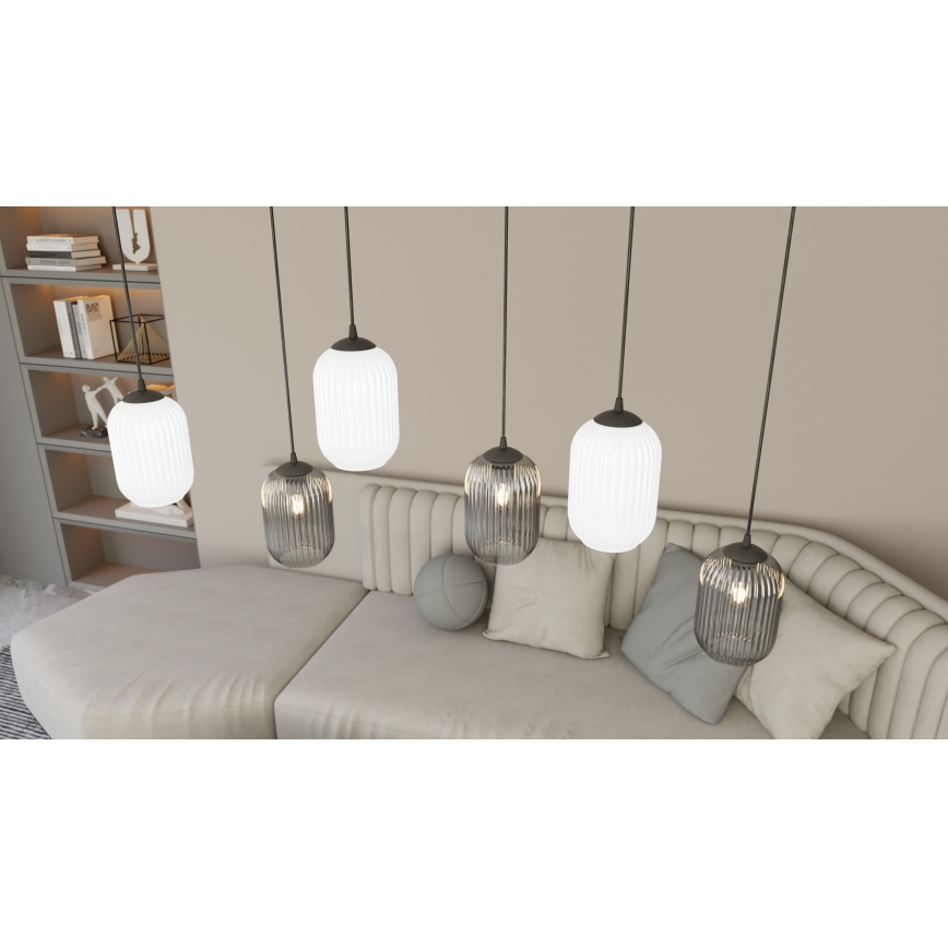 Hanglamp aan een koord VERDI 3xE27/15W/230V zwart/grijs/wit