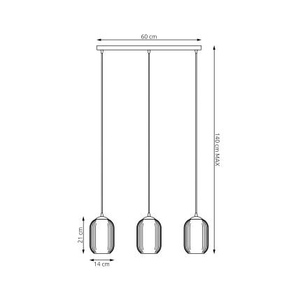 Hanglamp aan een koord VERDI 3xE27/15W/230V zwart/grijs/wit