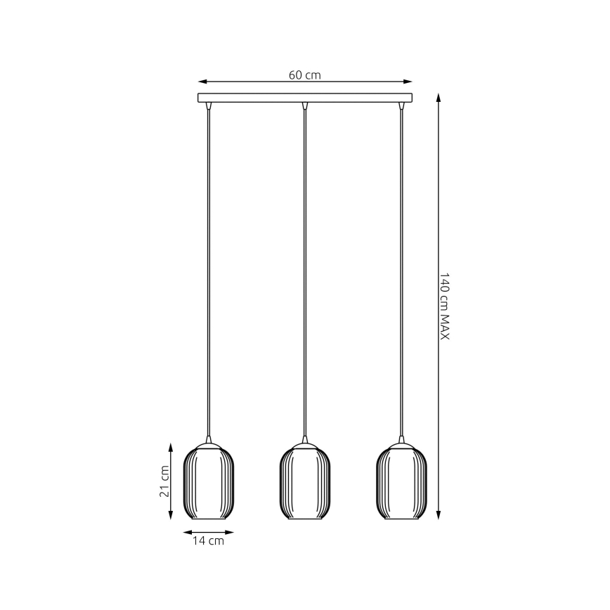Hanglamp aan een koord VERDI 3xE27/15W/230V zwart/grijs/wit