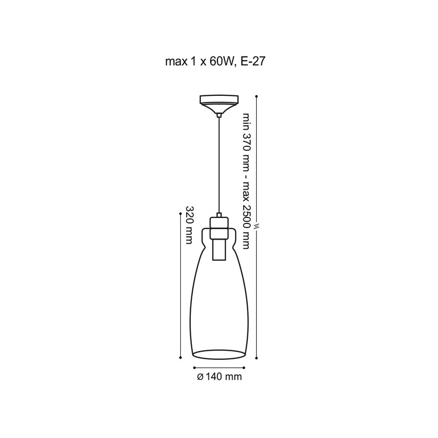 Hanglamp aan een koord VETRO 1xE27/60W/230V beuken
