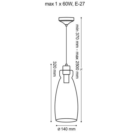 Hanglamp aan een koord VETRO 1xE27/60W/230V beuken