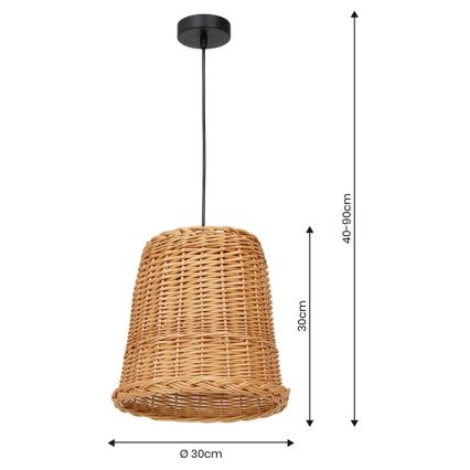 Hanglamp aan een koord VIMINI 1xE27/40W/230V rotan