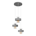 Hanglamp aan een koord VOLTA 3xE27/15W/230V diameter 42 cm grijs