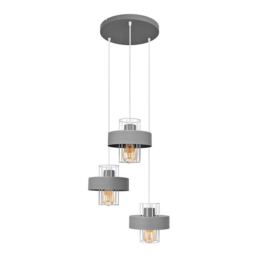 Hanglamp aan een koord VOLTA 3xE27/15W/230V diameter 42 cm grijs