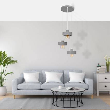 Hanglamp aan een koord VOLTA 3xE27/15W/230V diameter 42 cm grijs