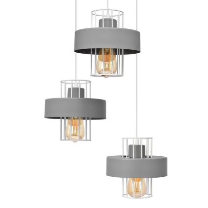 Hanglamp aan een koord VOLTA 3xE27/15W/230V diameter 42 cm grijs