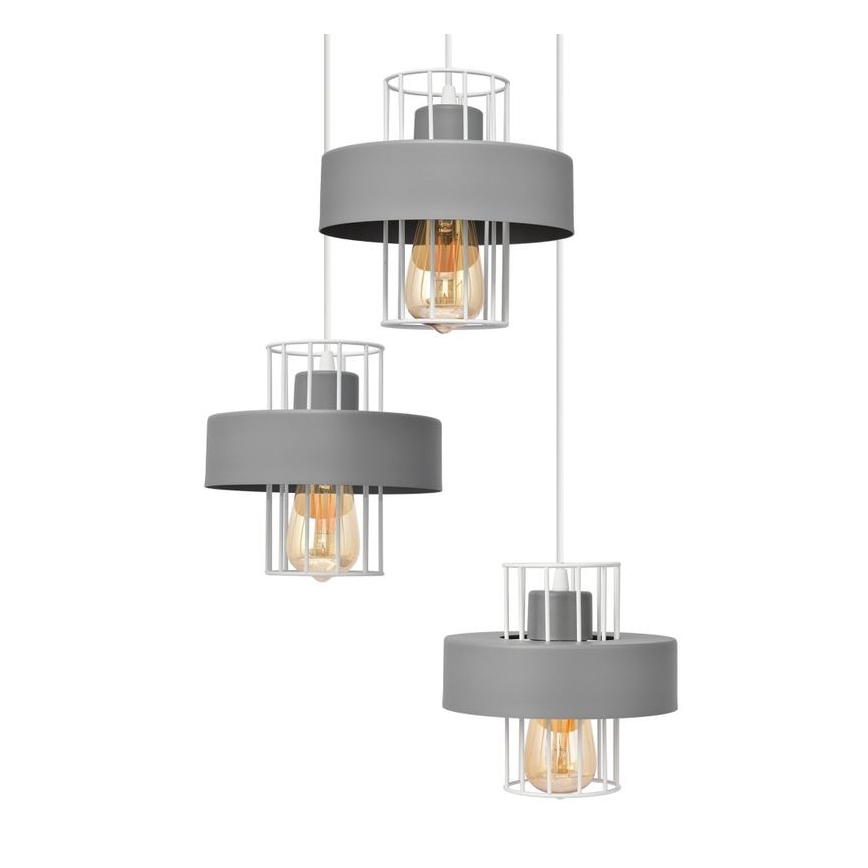 Hanglamp aan een koord VOLTA 3xE27/15W/230V diameter 42 cm grijs
