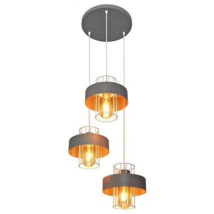 Hanglamp aan een koord VOLTA 3xE27/15W/230V diameter 42 cm grijs