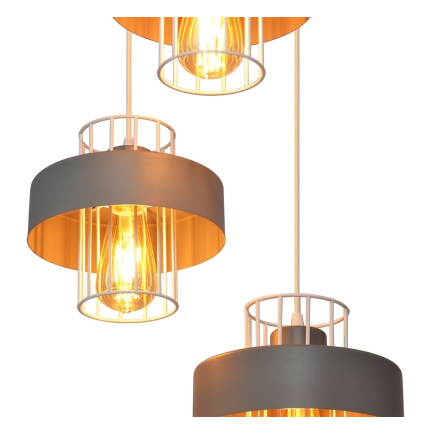 Hanglamp aan een koord VOLTA 3xE27/15W/230V diameter 42 cm grijs