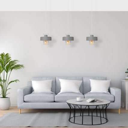 Hanglamp aan een koord VOLTA 3xE27/15W/230V grijs