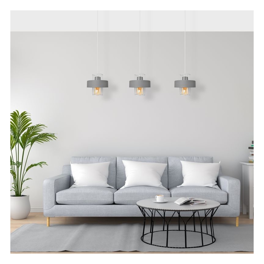 Hanglamp aan een koord VOLTA 3xE27/15W/230V grijs