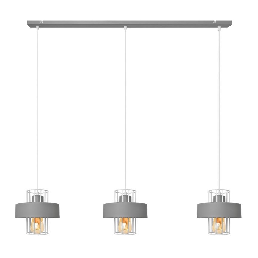 Hanglamp aan een koord VOLTA 3xE27/15W/230V grijs