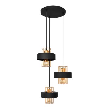 Hanglamp aan een koord VOLTA 3xE27/15W/230V zwart/goud