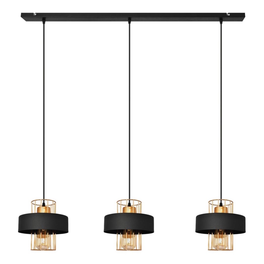 Hanglamp aan een koord VOLTA 3xE27/15W/230V zwart/gouden