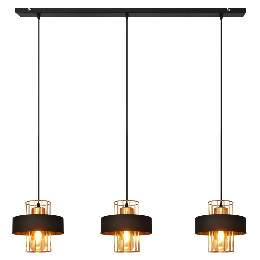 Hanglamp aan een koord VOLTA 3xE27/15W/230V zwart/gouden