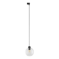 Hanglamp aan een koord voor 1-fase railsysteem CUBUS 1xE27/15W/230V zwart/doorzichtig