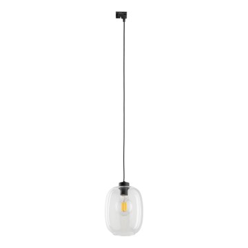 Hanglamp aan een koord voor 1-fase railsysteem ELIO 1xE27/15W/230V zwart/doorzichtig