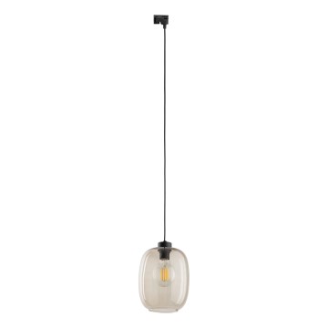 Hanglamp aan een koord voor 1-fase railsysteem ELIO 1xE27/15W/230V zwart/gerookt beige